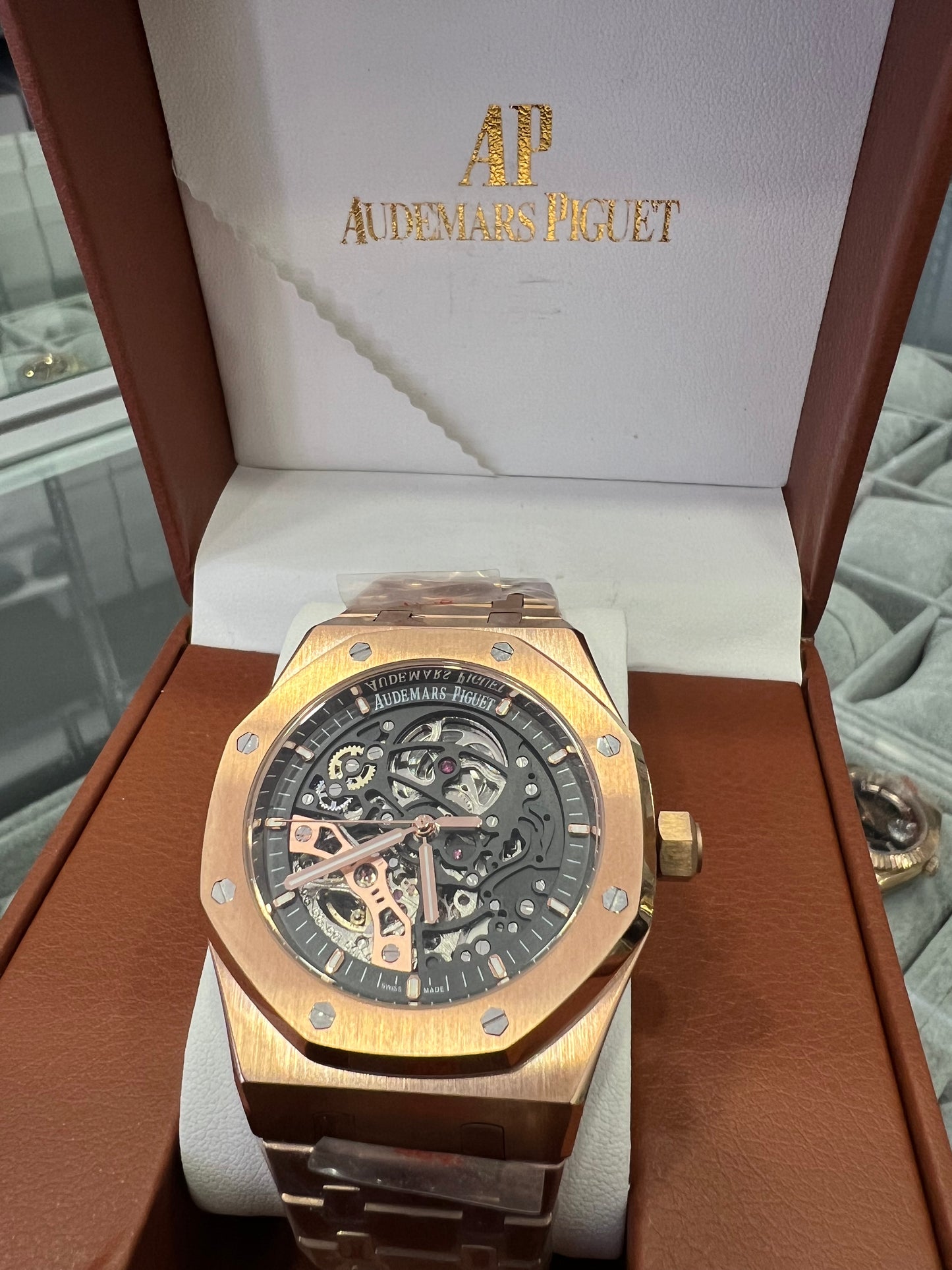 Audemars Piguet Royal Oak Double Balance Wheel Openworked Rose Gold Black Dial 41mm