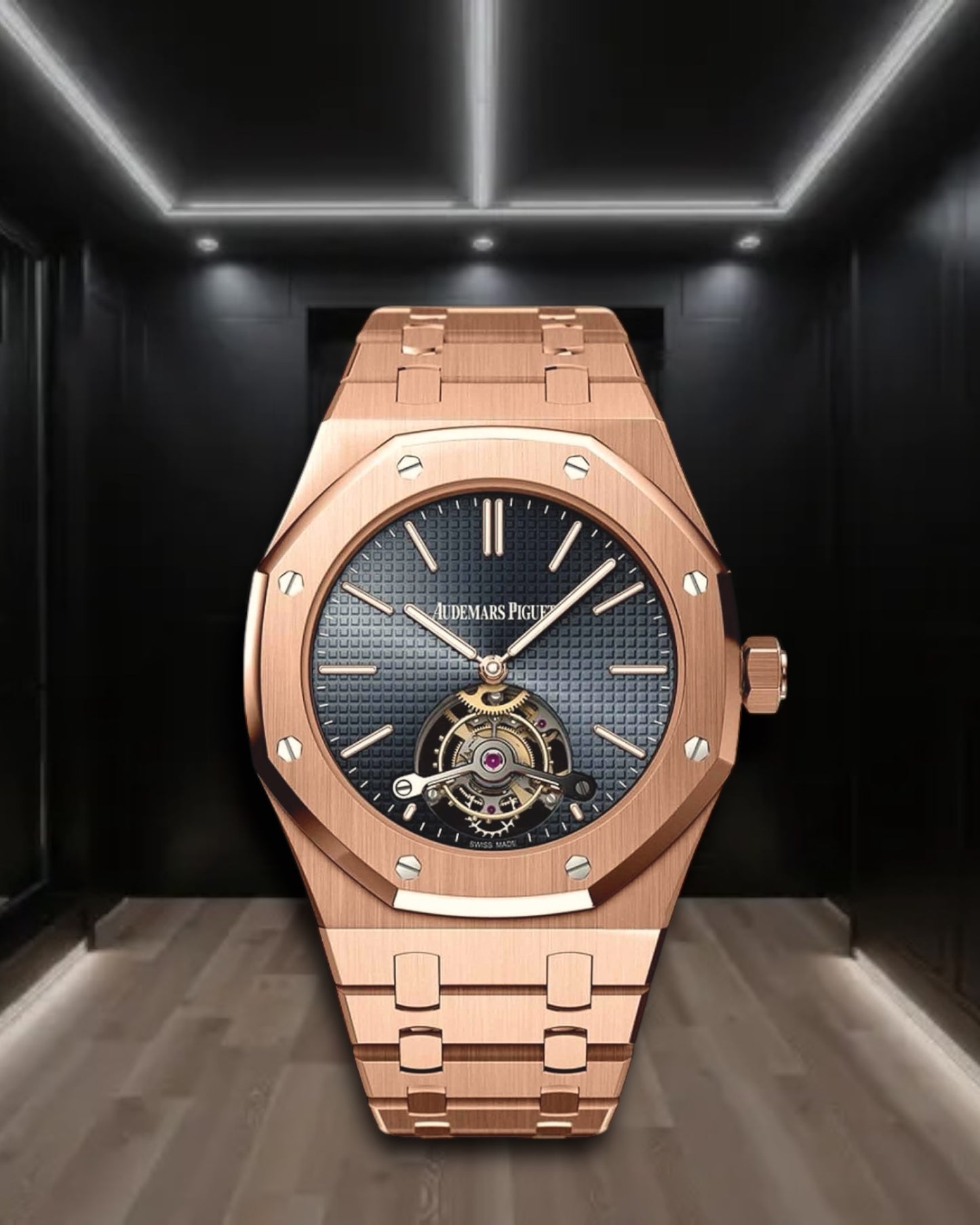 Audemars Piguet Royal Oak Selfwinding Flying Tourbillon Rose Gold Blue Dial 41mm