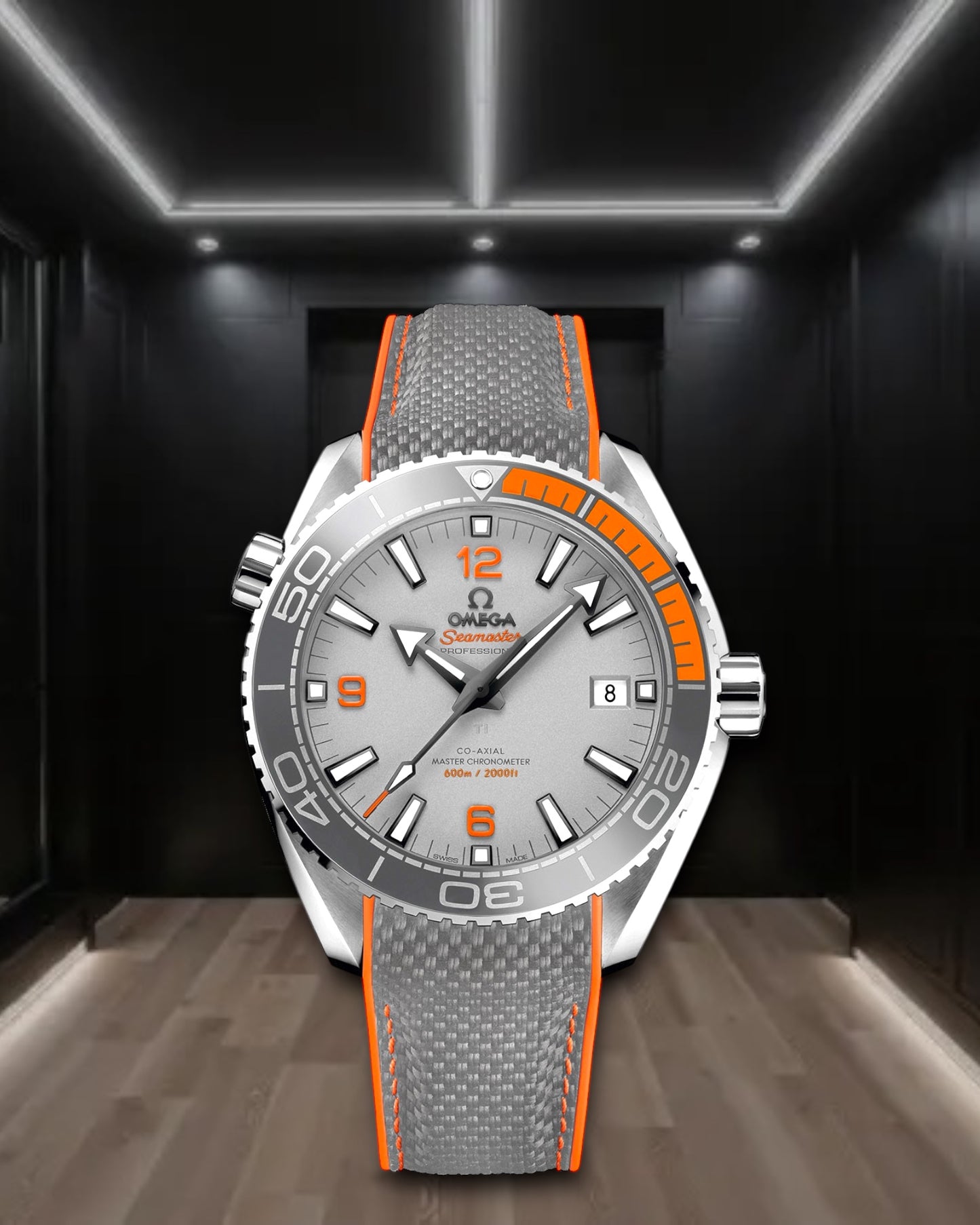 Omega Seamaster Planet Ocean 600m Titan Co-Axial Grey/Orange Rubber Strap 43.5mm