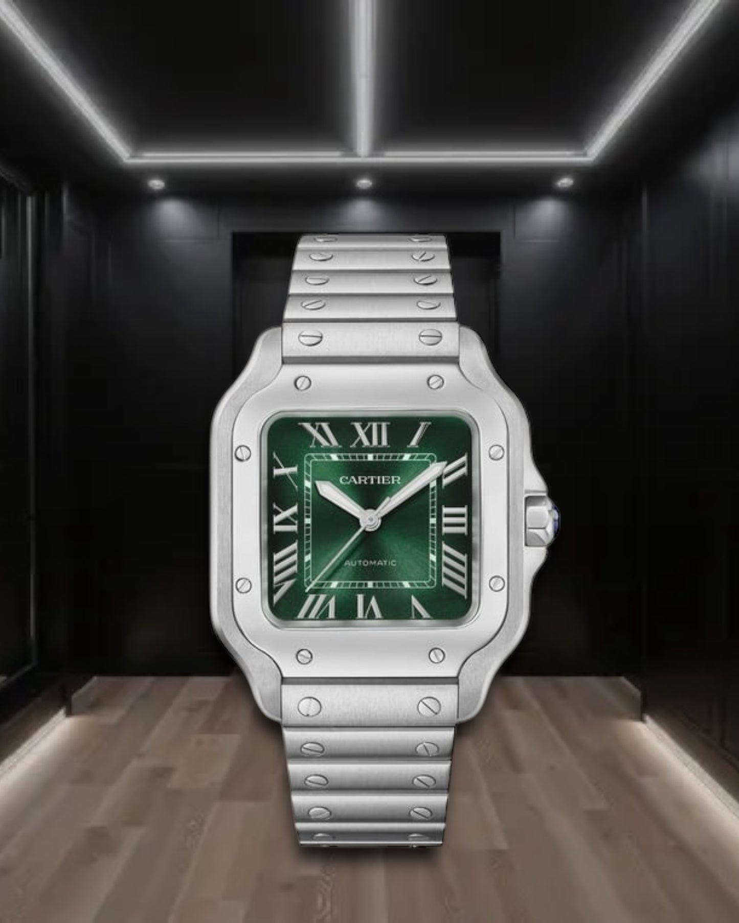 Cartier Santos De Cartier Large Steel Green Dial 40mm