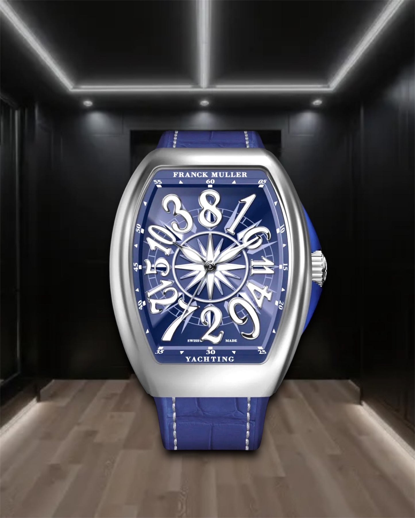 Franck Muller Vanguard Yachting Crazy Hours Steel Blue 44x53.7mm REFV45CHYACHT(BL)