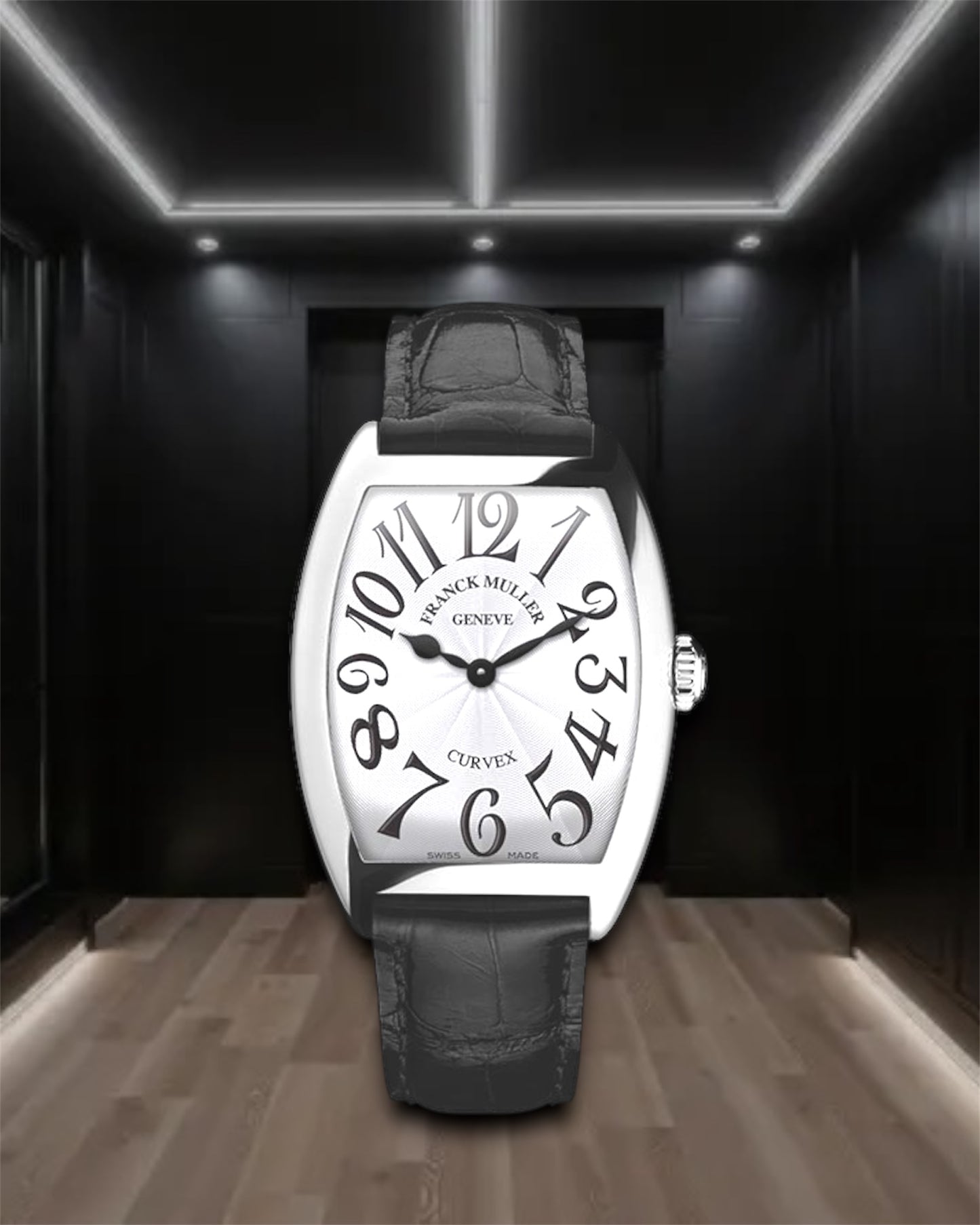Franck Muller Cintrée Curvex White Black 1752 QZ 25x35mm