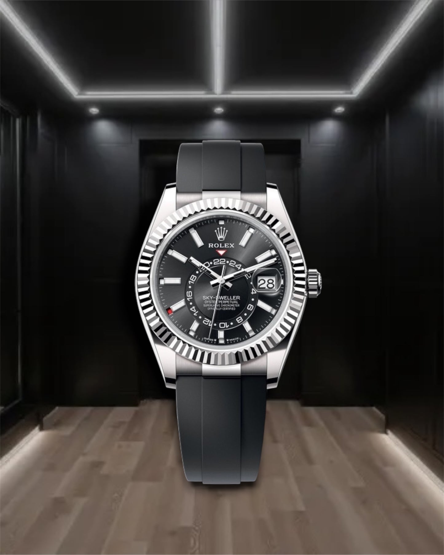 Sky Dweller Oysterflex Steel Case Black Dial 42mm