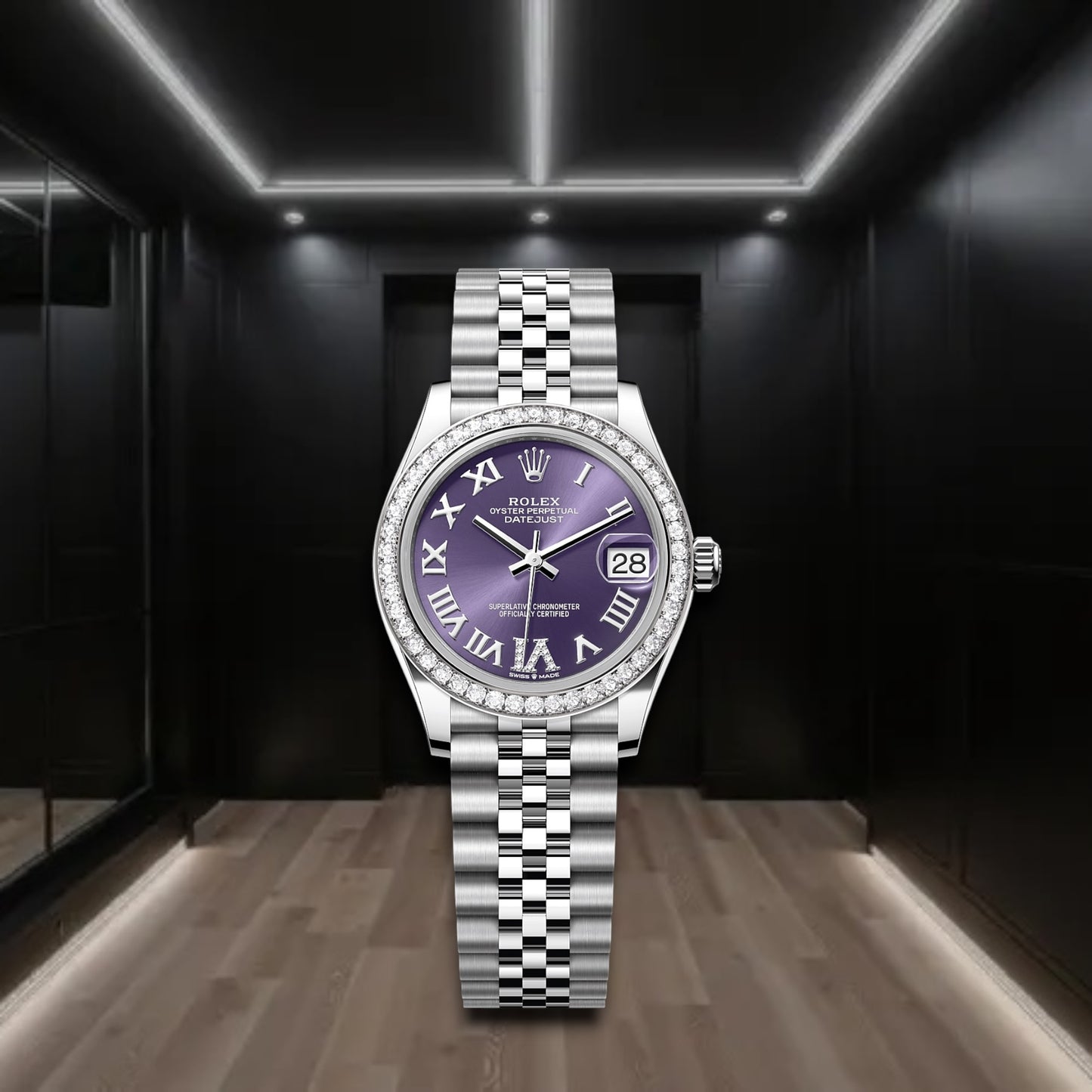 Datejust 31mm Steel Purple Dial Diamond Markers