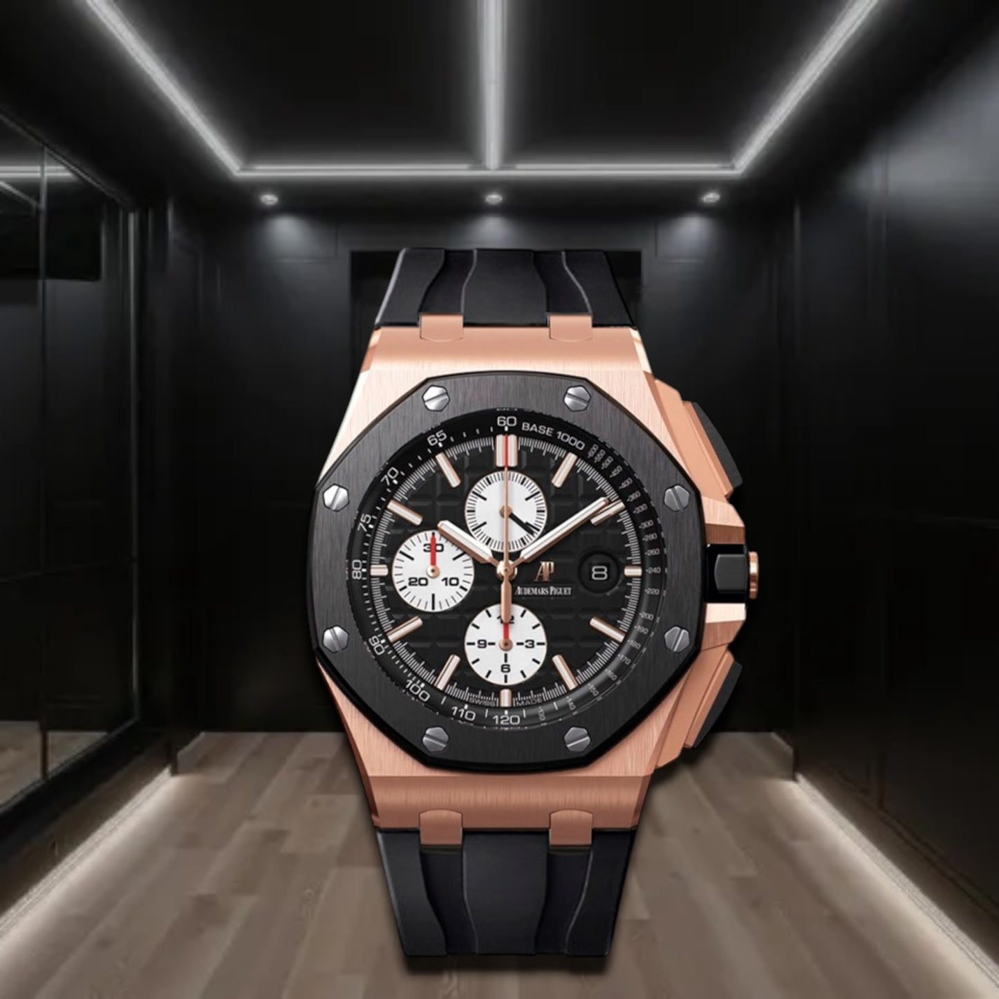 Audemars Piguet Royal Oak Offshore White Chronograph Rose Gold Black Dial 44mm