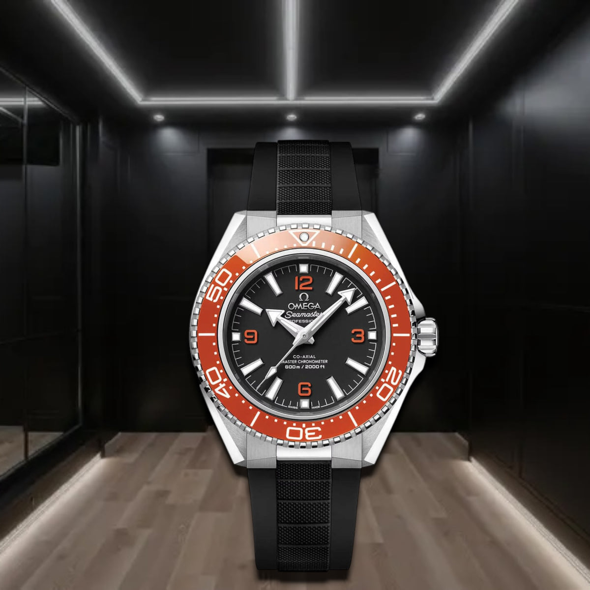 Omega Seamaster Planet Ocean 600m Steel Orange Bezel Rubber Strap 42mm