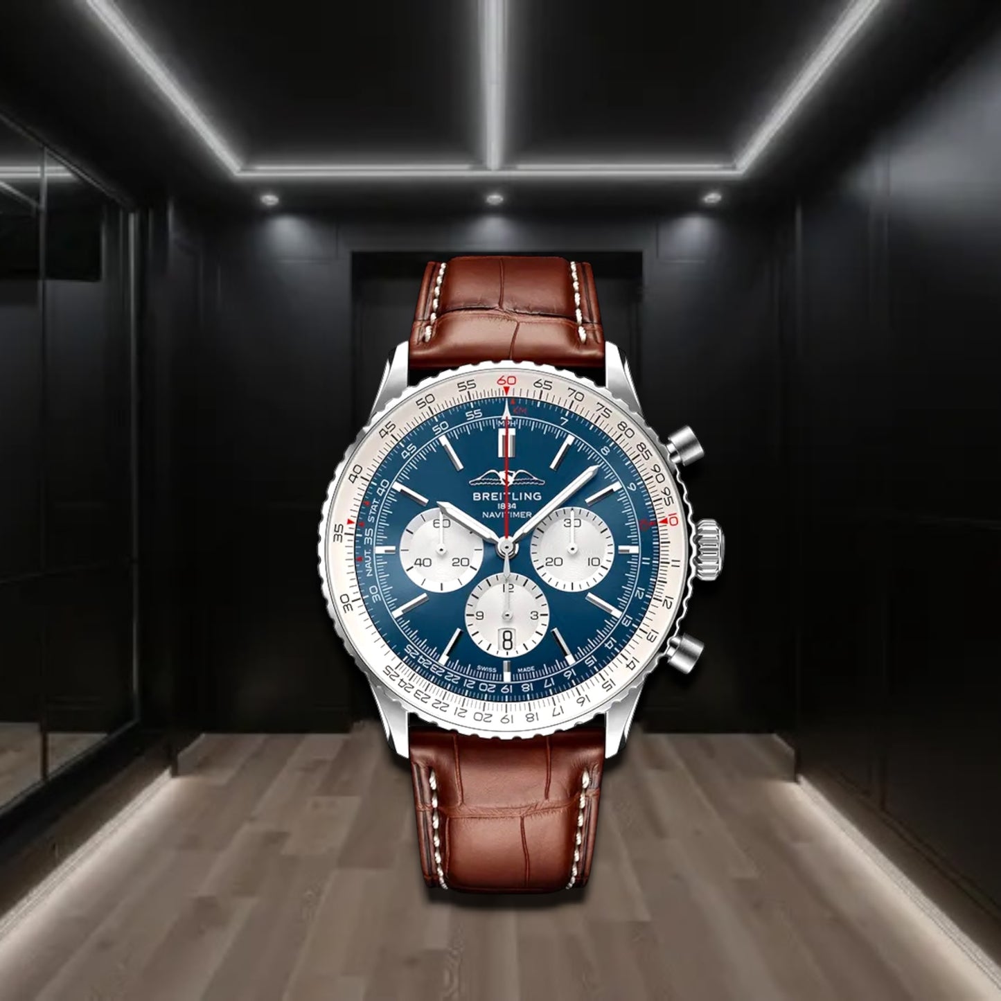 Breitling Navitimer B01 Chronograph Blue Dial Leather Strap 43mm