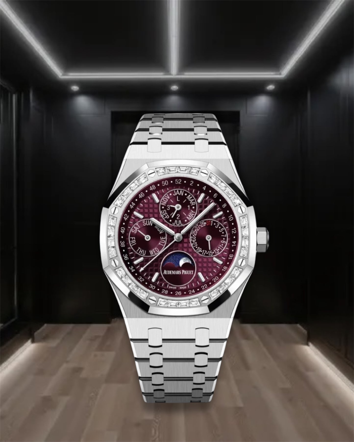 Audemars Piguet Royal Oak Perpetual Calendar Purple Dial Crystal Bezel 41mm