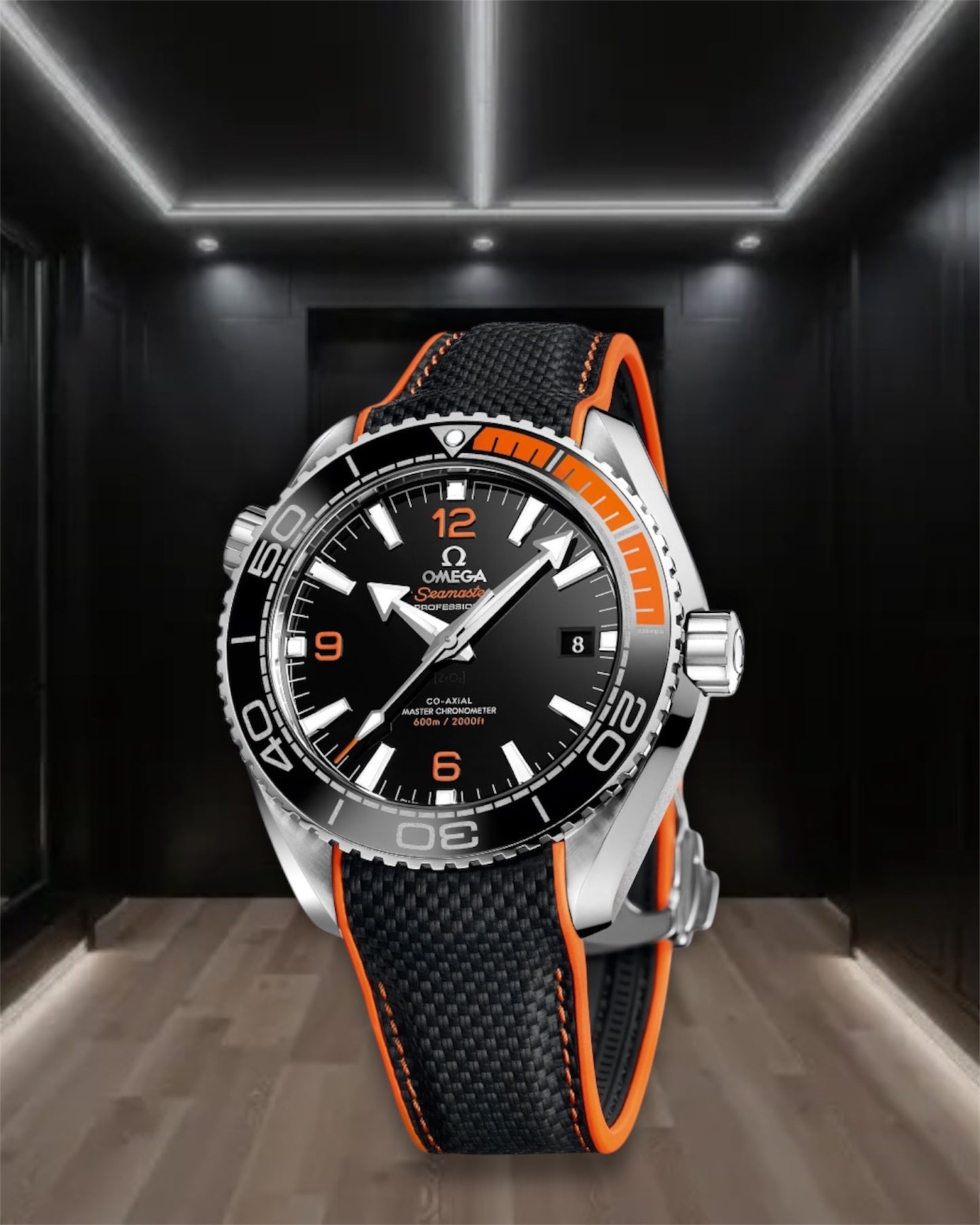 Omega Seamaster Planet Ocean 600m Steel Case Co-Axial Black/Orange Rubber Strap 43.5mm