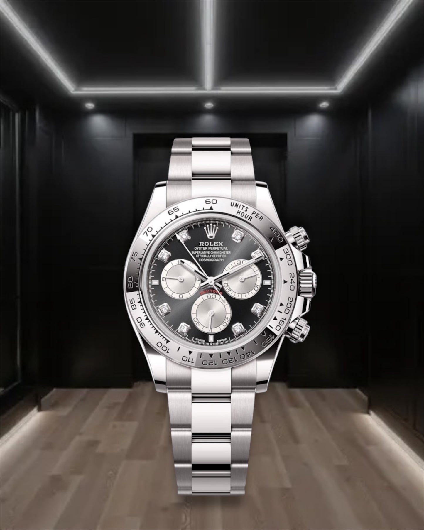 Daytona Cosmograph Steel Bright Black Dial Diamond markers 40mm