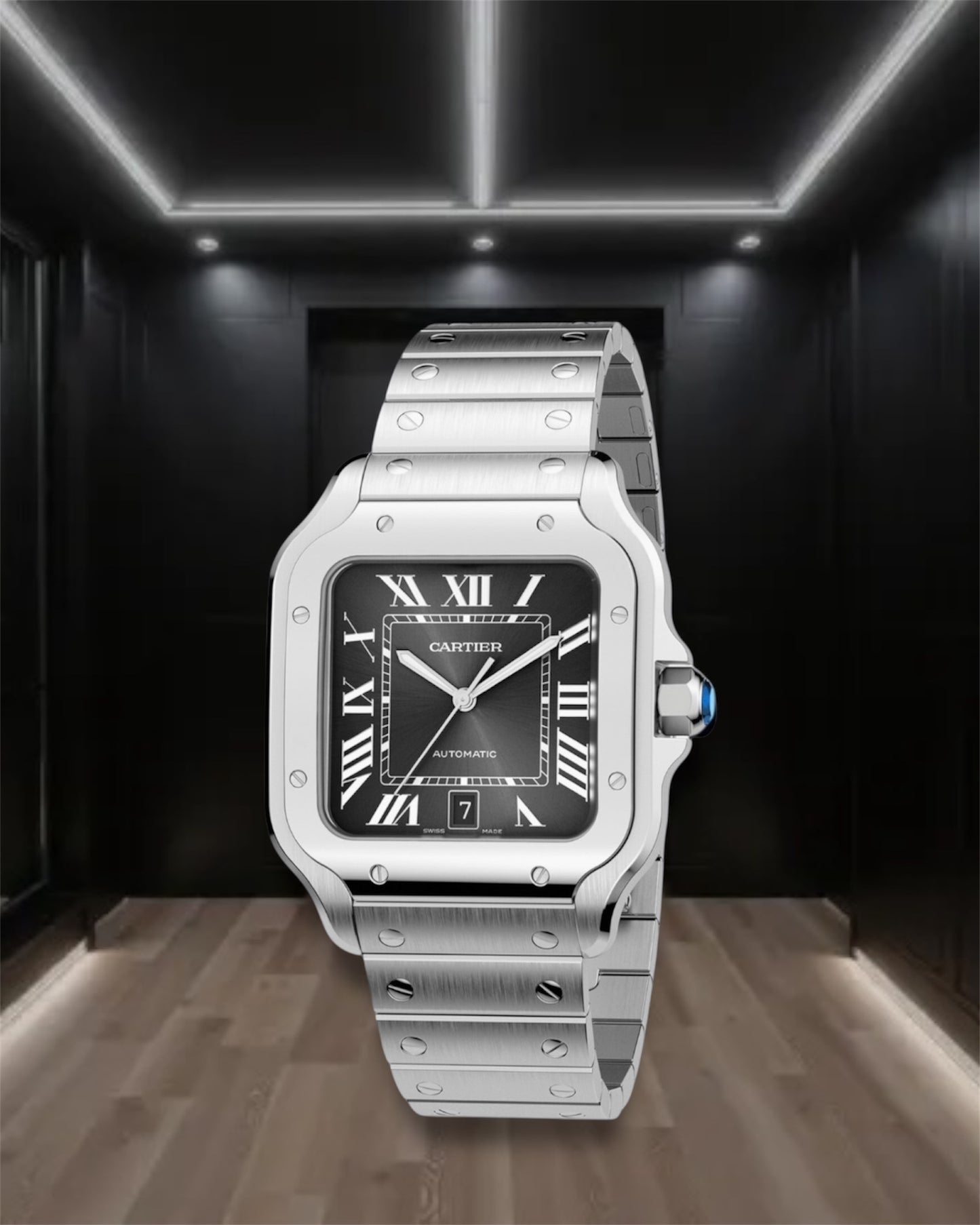 Cartier Santos De Cartier Large Steel Black Dial 40mm
