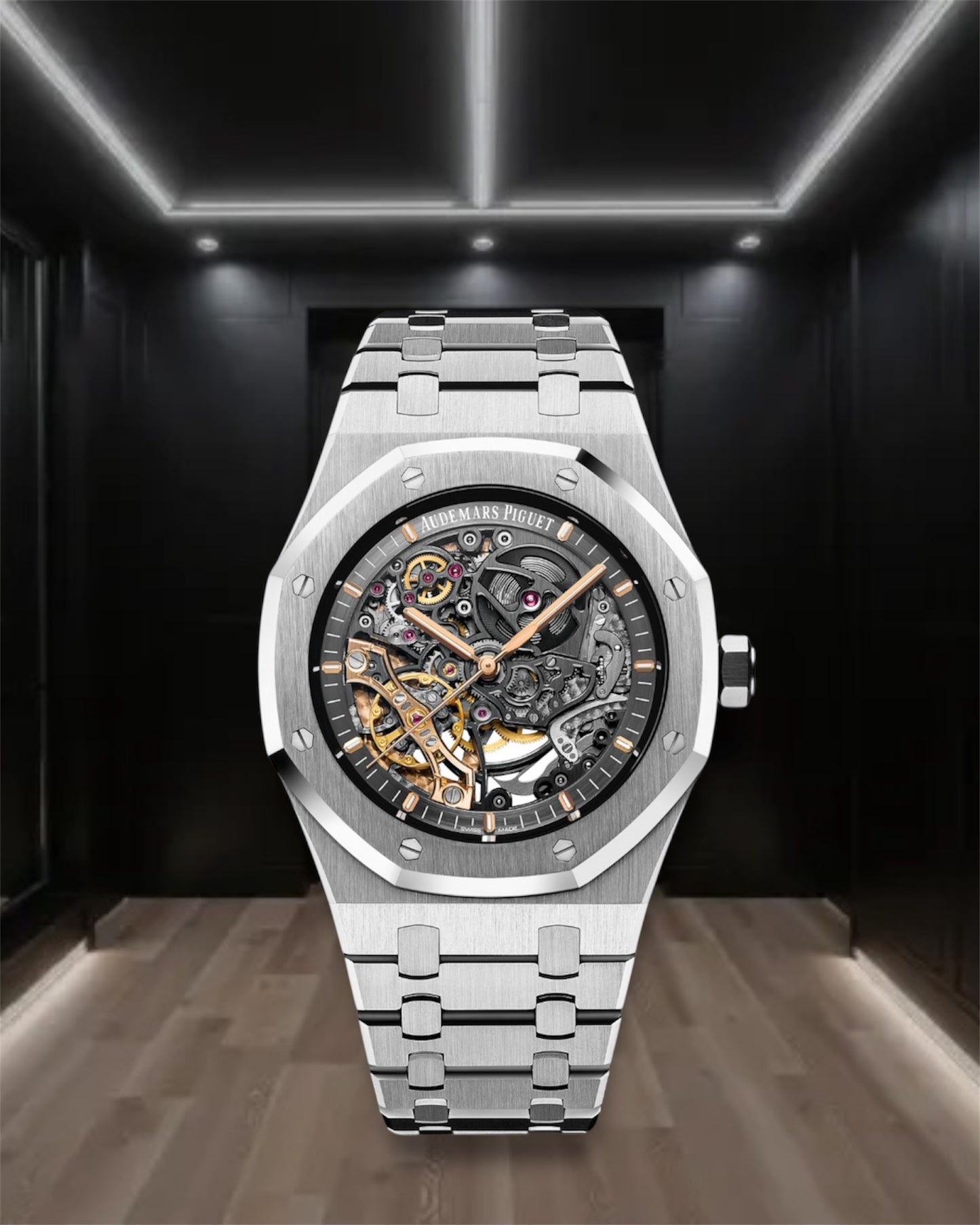 Audemars Piguet Royal Oak Double Balance Wheel Openworked Steel Black Dial 41mm