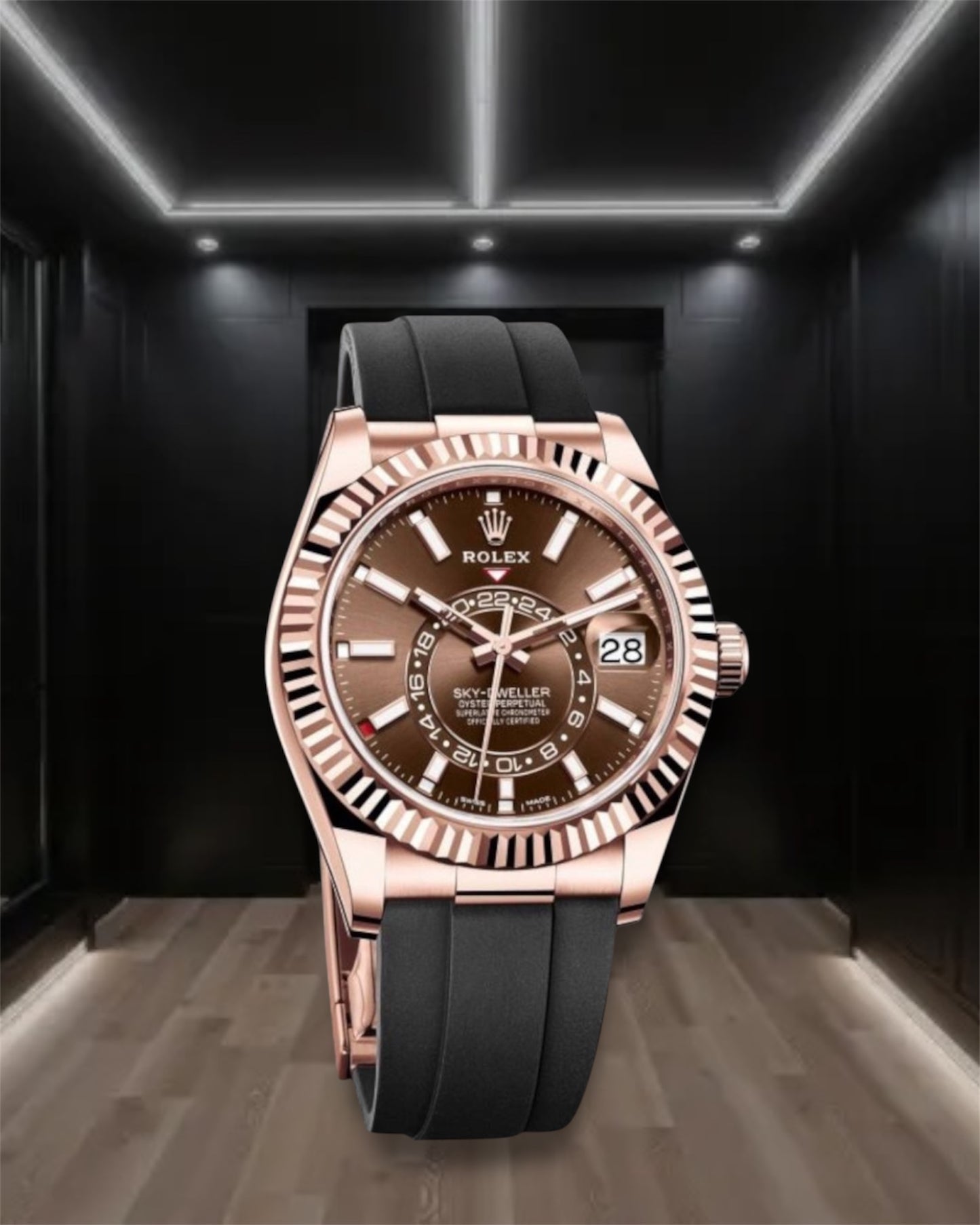 Sky Dweller Oysterflex Rose Gold Case Chocolate Dial 42mm