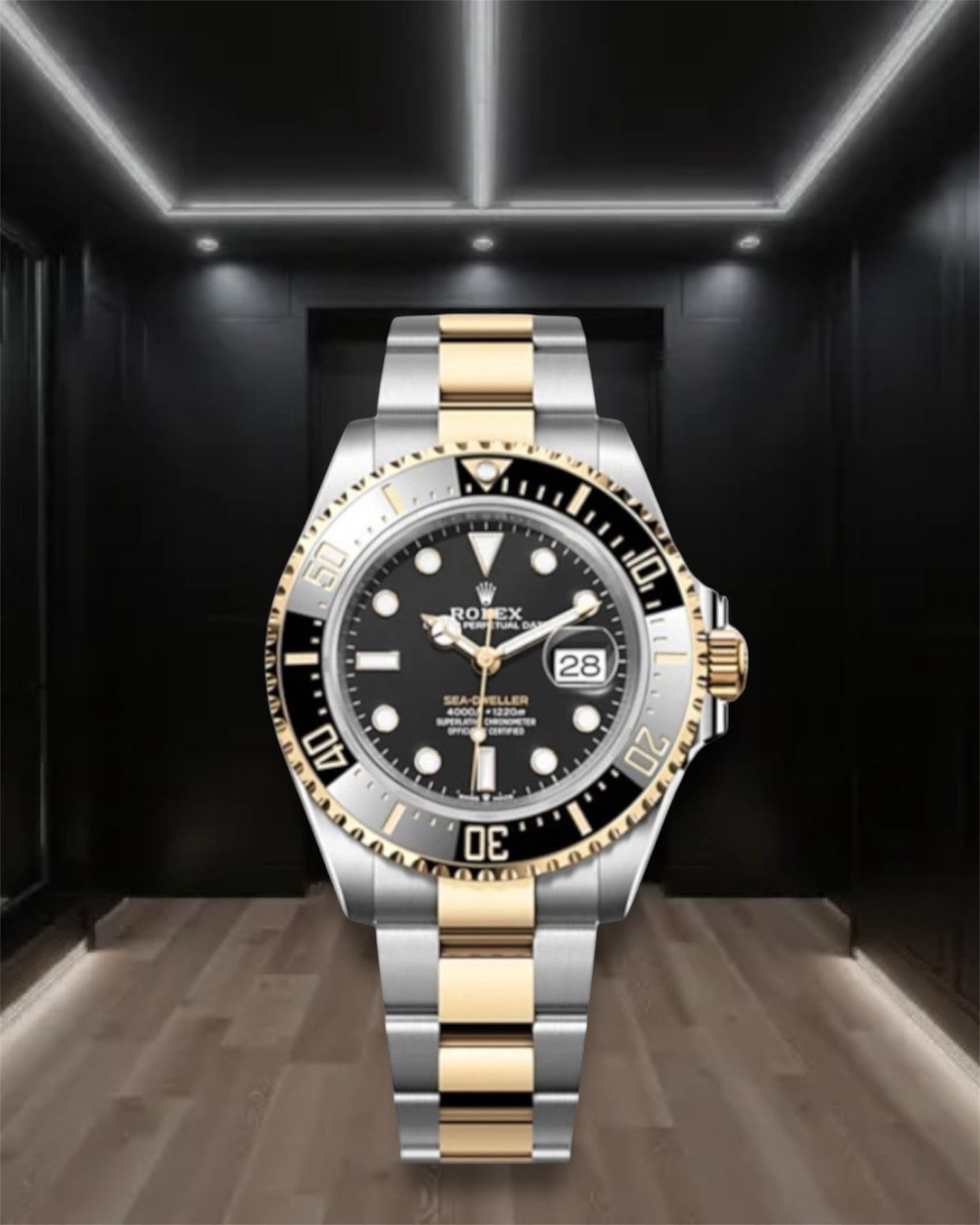 Sea Dweller Two Tone Yellow Gold Black Dial Ceramic Bezel 43mm