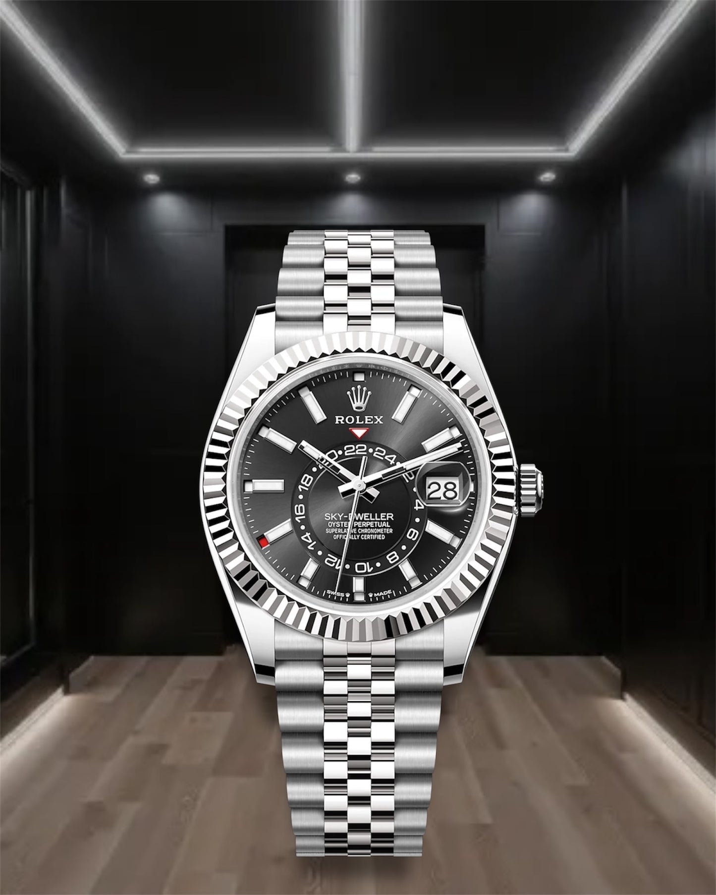 Sky Dweller Steel Black Dial Jubilee 42mm