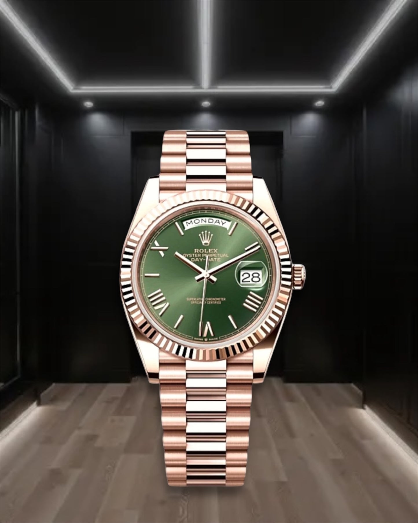 Day-Date Everose Gold Green Dial 40mm President