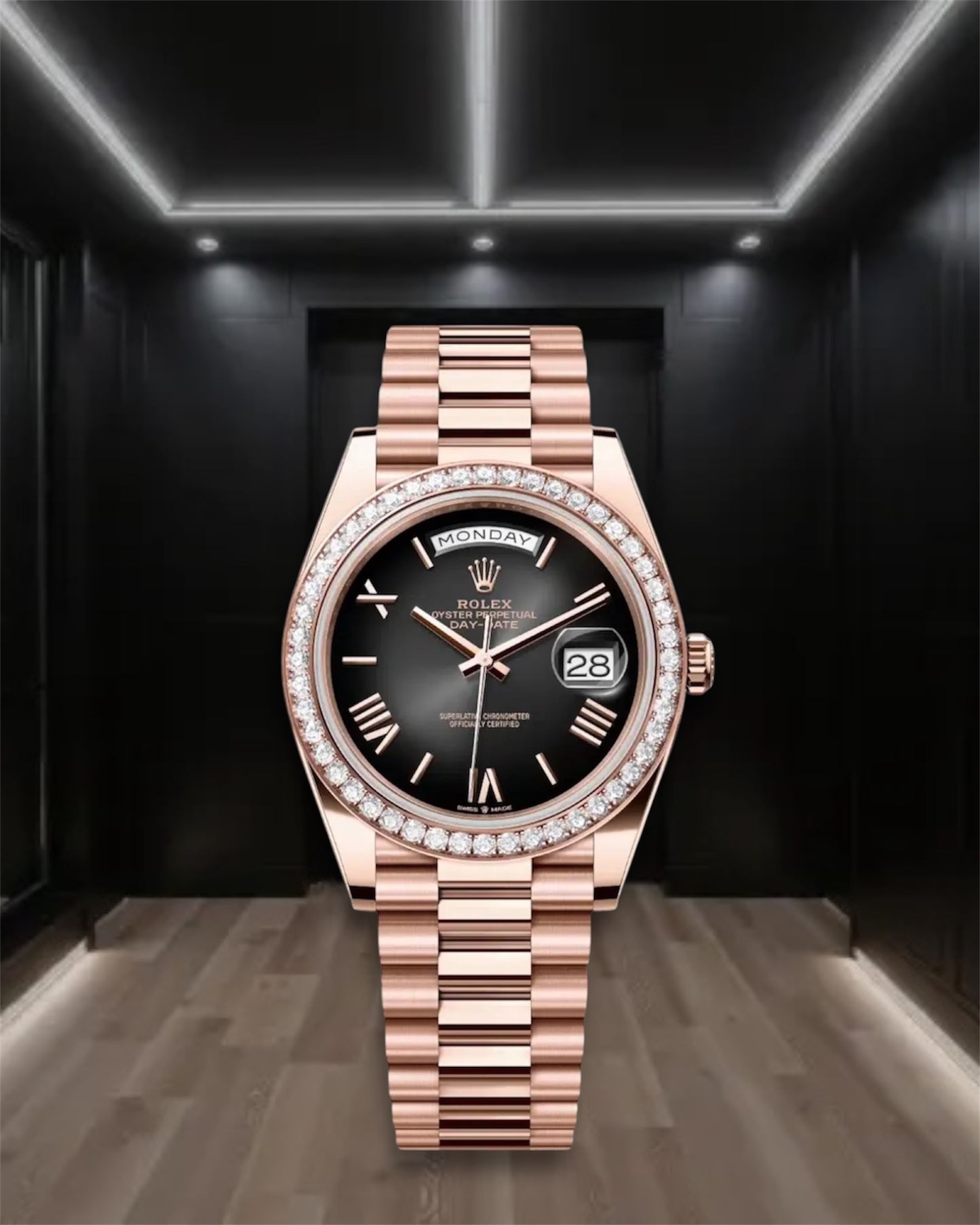 Day-Date Everose Gold Ombre Dial Crystal Bezel 40mm President 2024