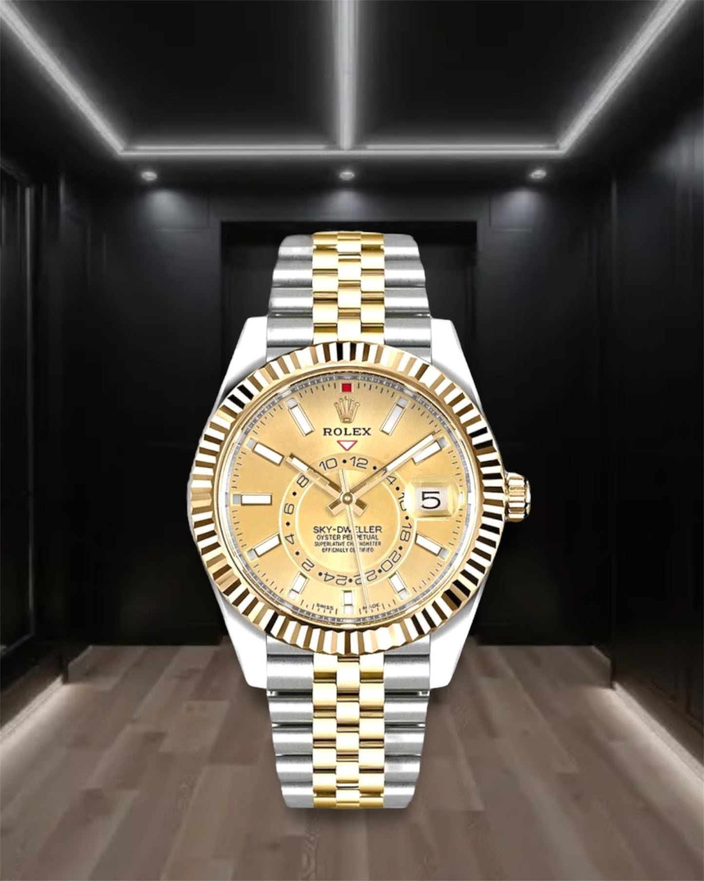 Sky Dweller Two Tone Yellow Gold Champagne Dial Jubilee 42mm