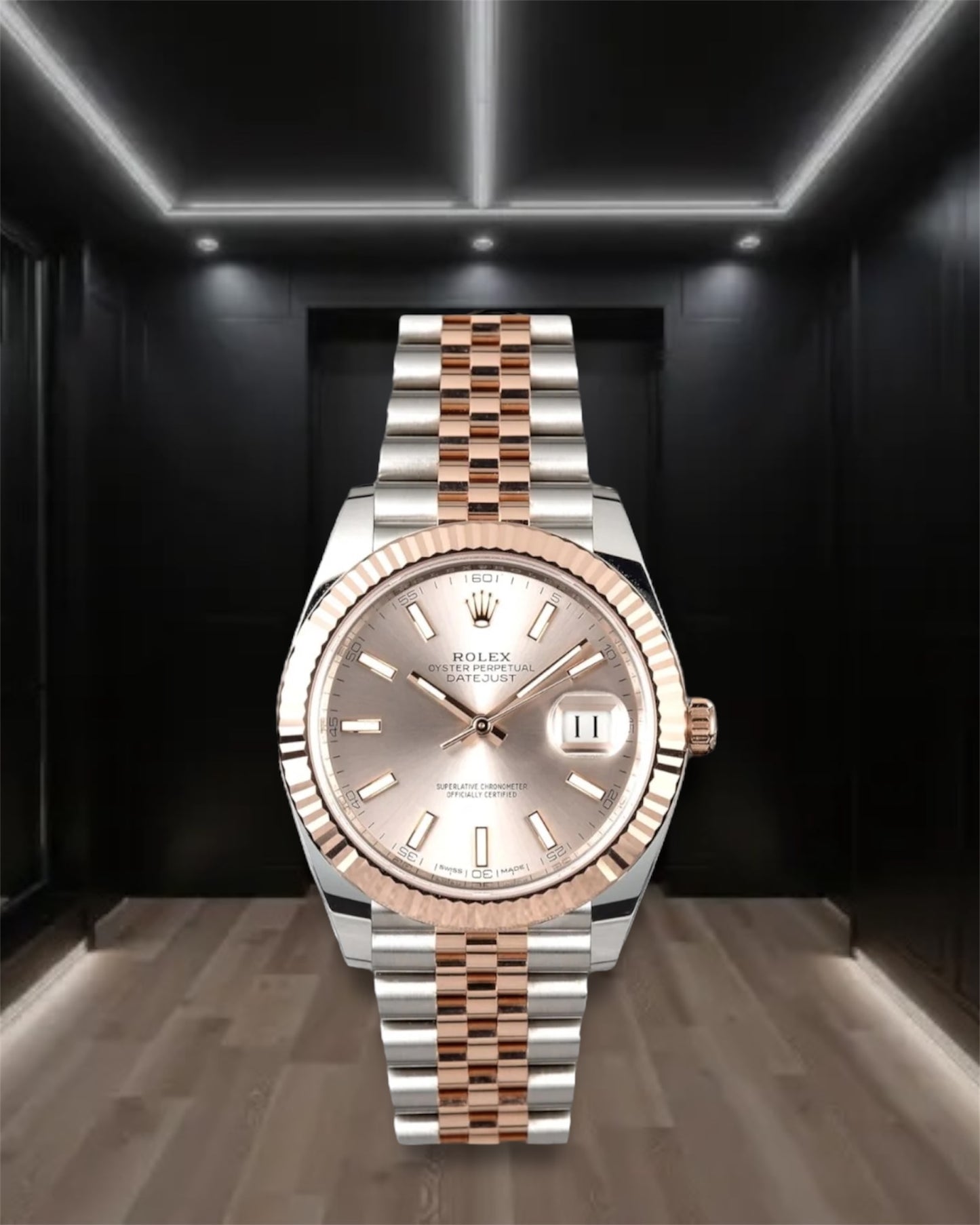 Datejust 41 Two Tone Everose Gold Sundust Dial Stick Markers Jubilee