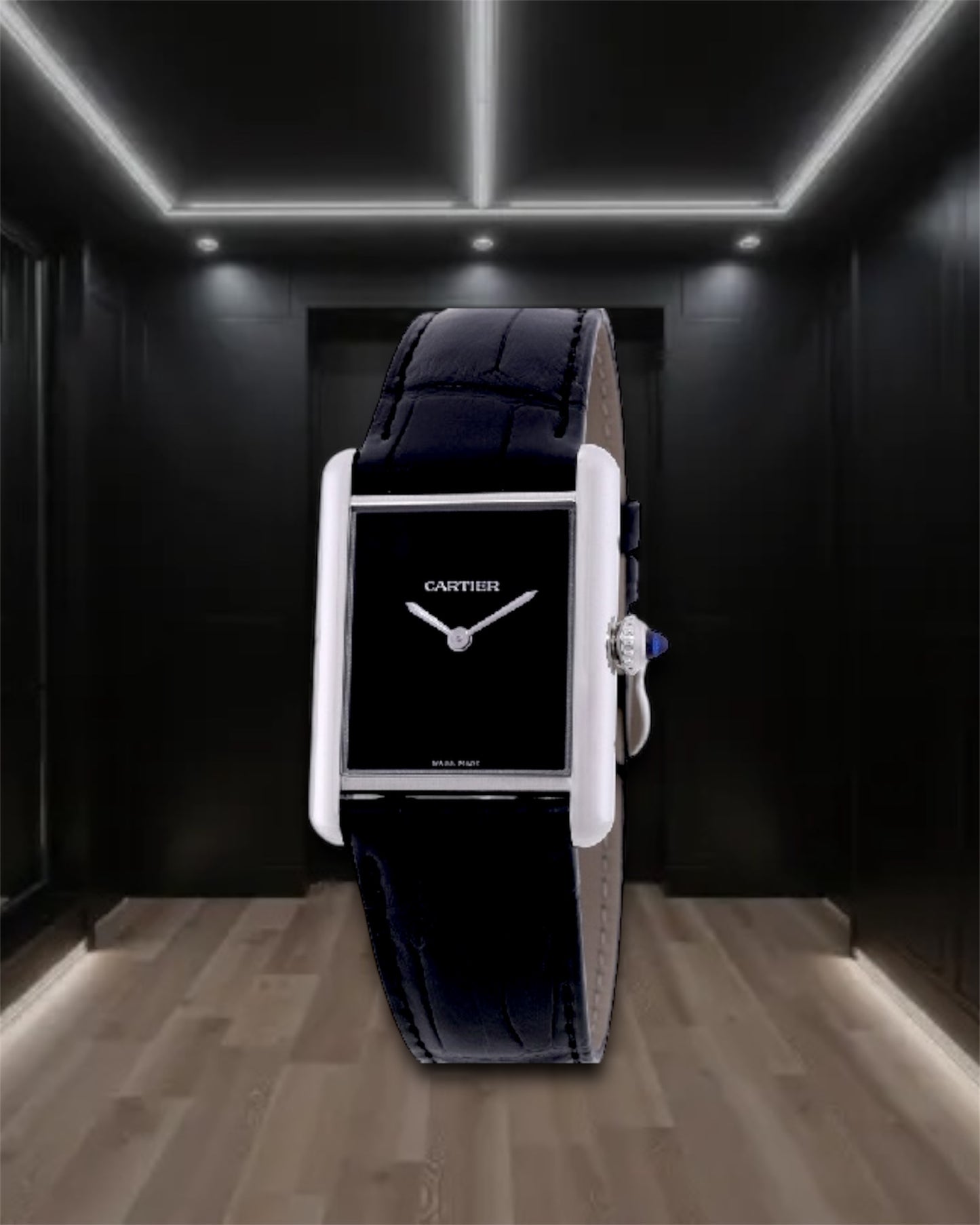 Cartier Tank Must De Cartier Black Dial Leather Strap Quartz 33,7mm