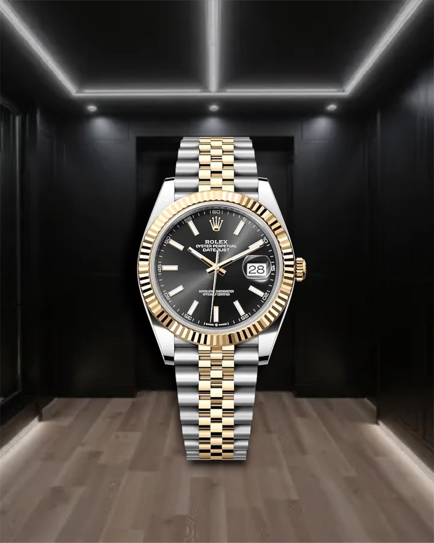 Datejust 36 Two Tone Yellow Gold Black Dial Jubilee
