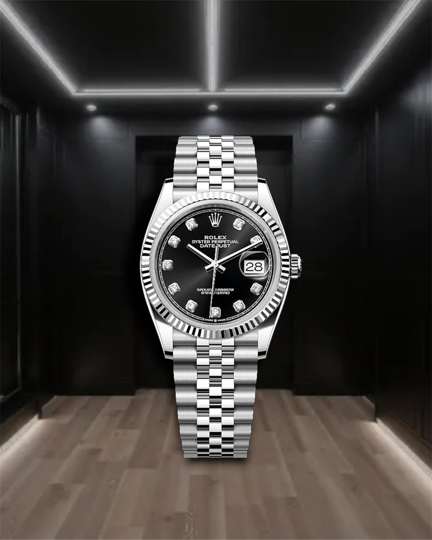 Datejust 36 Steel Black Diamond Dial Jubilee