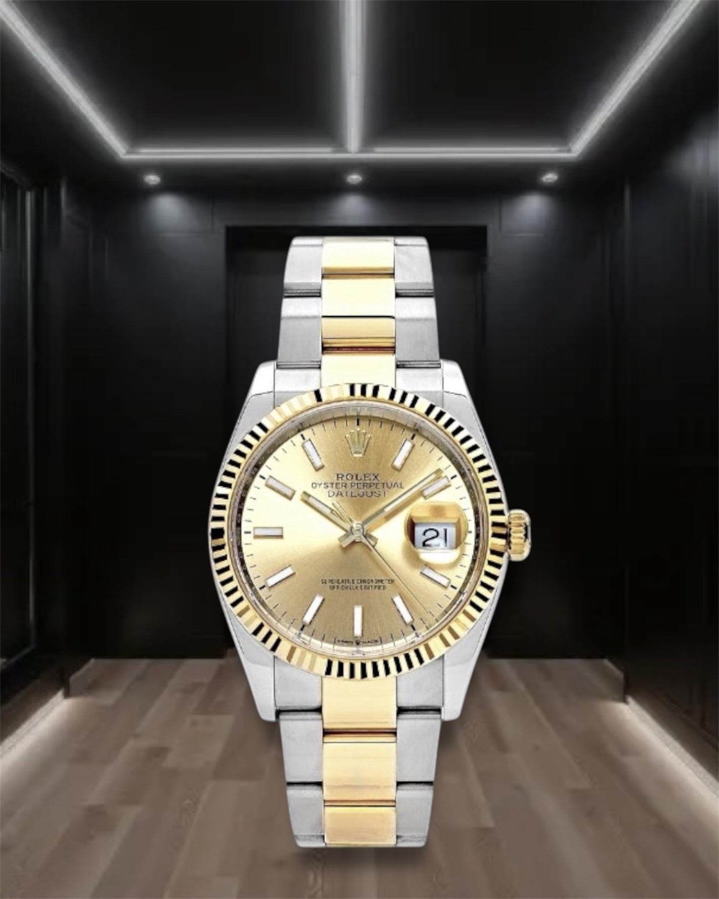 Datejust 41 Fluted Two Tone Champagne Dial Oyster