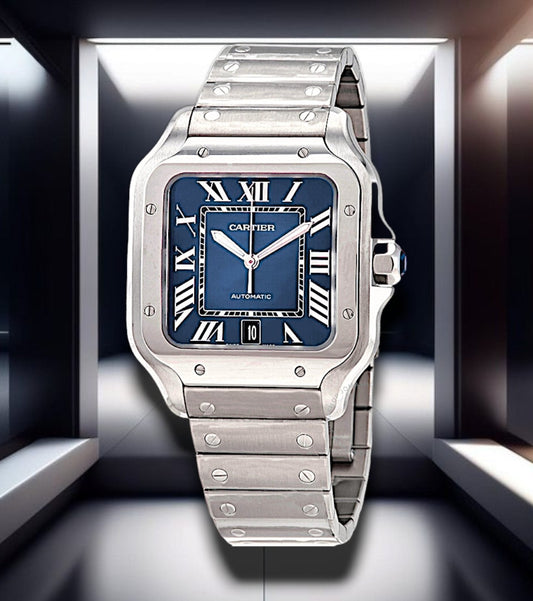 Cartier Santos De Cartier Large Steel Blue Dial 40mm 