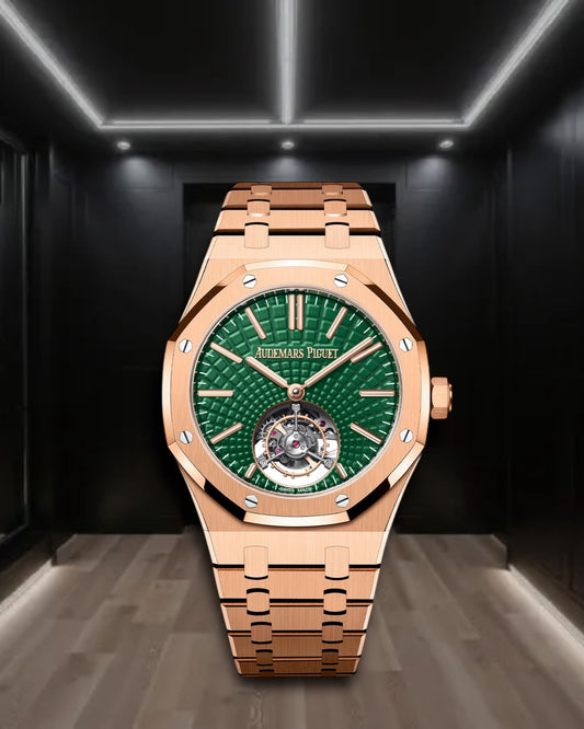Audemars Piguet Royal Oak Selfwinding Flying Tourbillon Rose Gold Green Dial 41mm