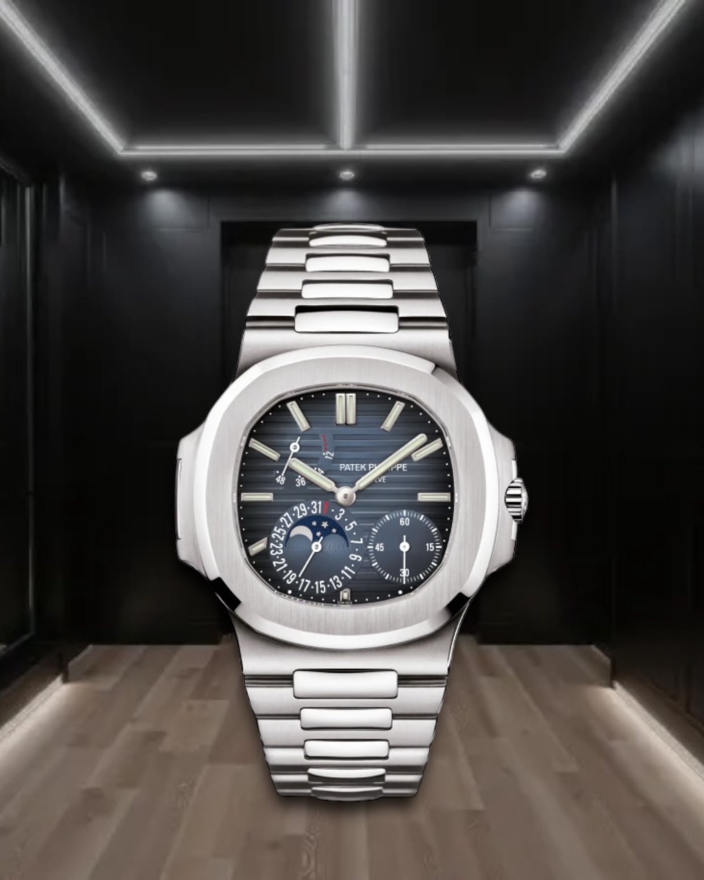 Patek Philippe Nautilus Moon Phase Steel Blue Dial 40.5mm