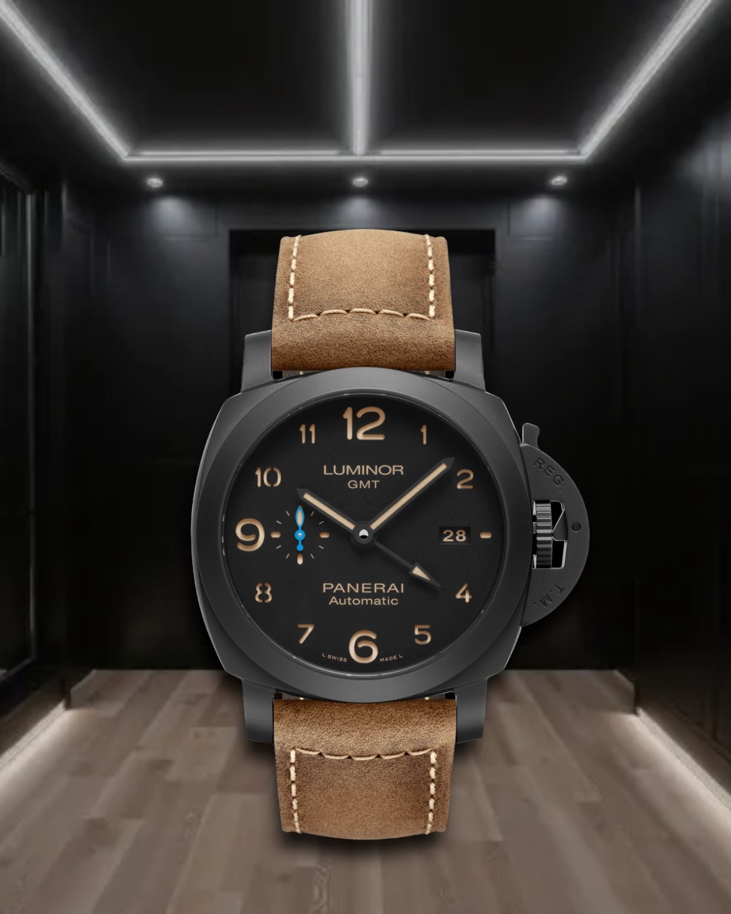 Panerai Luminor 1950 3 Days GMT Automatic Ceramica Pam1441 Black Dial 44mm