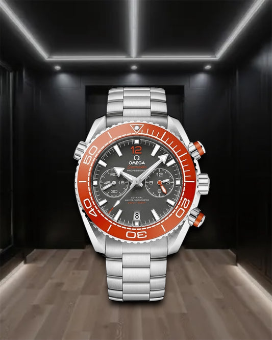 Omega Seamaster Planet Ocean 600M Co-Axial Master Chronometer Chronograph Grey Dial Orange Bezel 45.5 mm