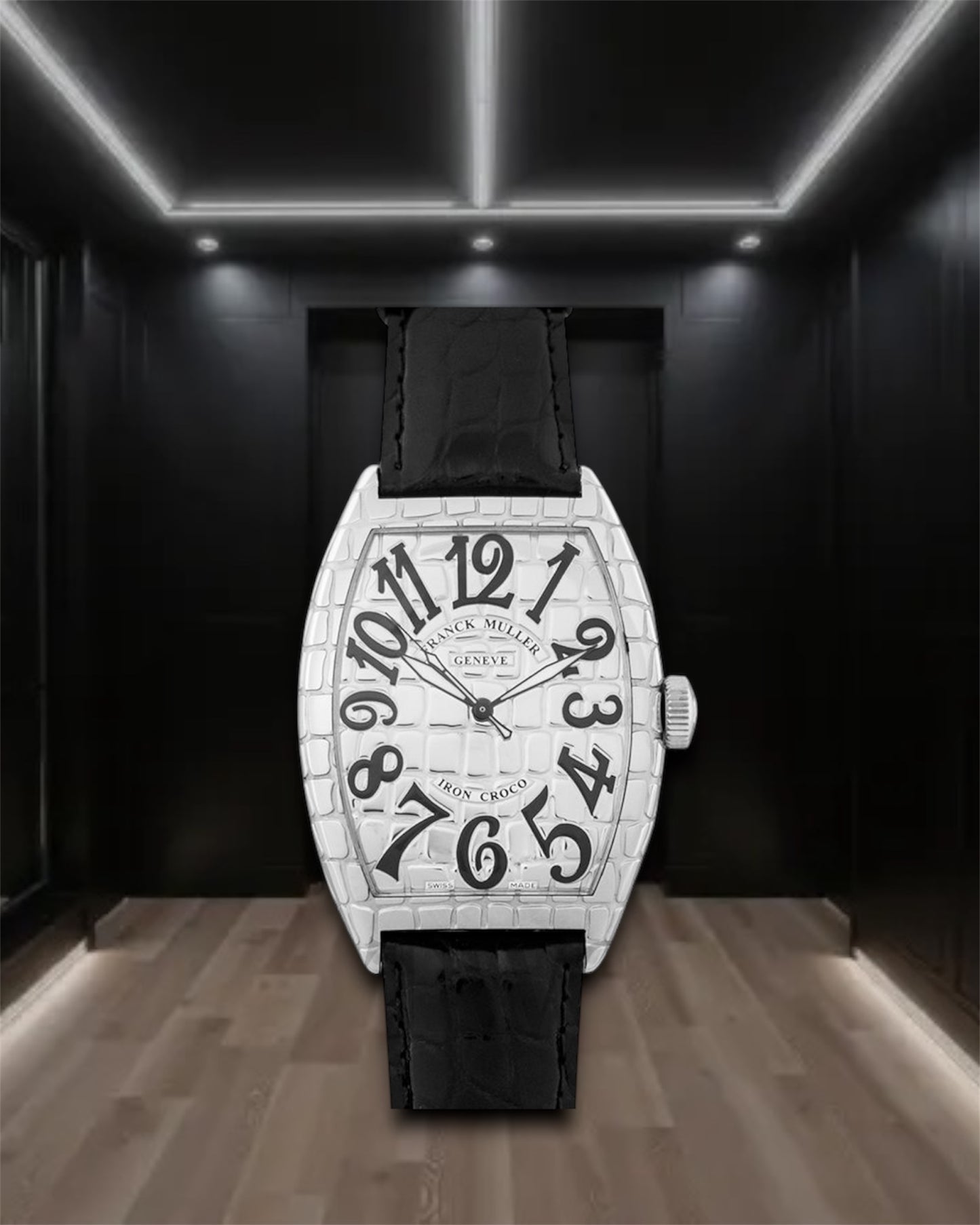 Franck Muller Cintrée Curvex White Black 8880 SC Iron Croco AC