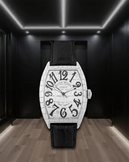 Franck Muller Cintrée Curvex White Black 8880 SC Iron Croco AC