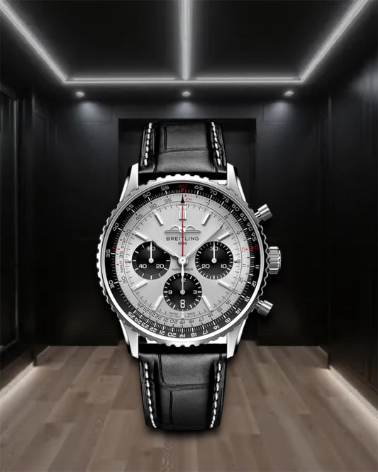 Breitling Navitimer B01 Chronograph White Dial Leather Strap 43mm