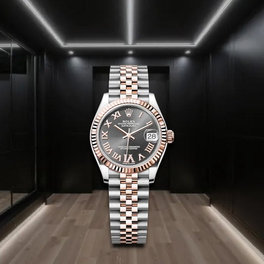 Datejust 31mm Two Tone Everose Gold Slate Dial Roman Markers Jubilee