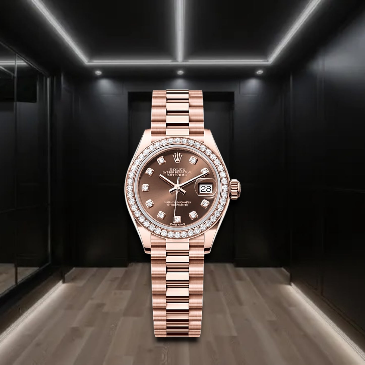 Datejust 31mm Everose Gold Chocolate Dial Diamond Markers