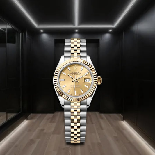Datejust Two Tone Champagne Dial Fluted Bezel Stick Markers Jubilee 31mm