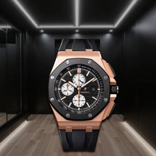 Audemars Piguet Royal Oak Offshore White Chronograph Rose Gold Black Dial 44mm