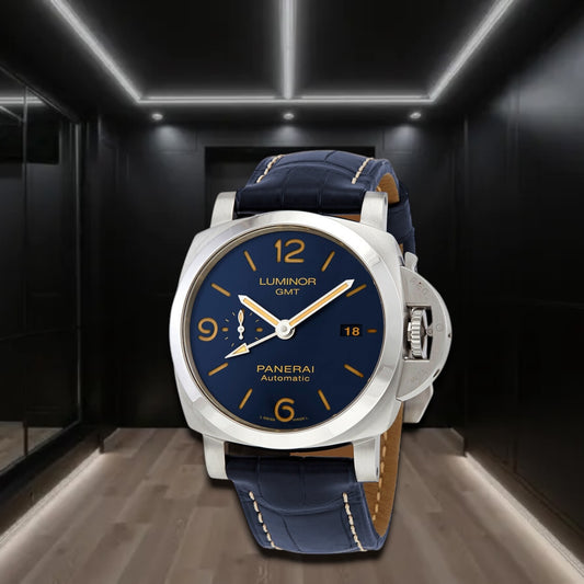Panerai Luminor 1950 GMT Automatic Blue Dial Leather Strap 44mm PAM01033