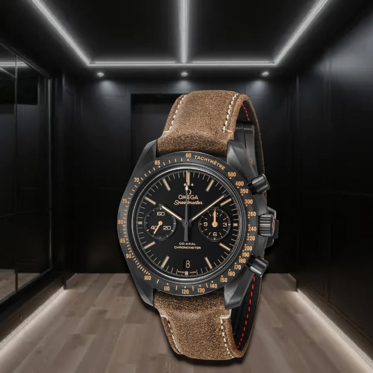 Omega Speedmaster Dark Side Of The Moon Black Ceramic Leather 44.5mm