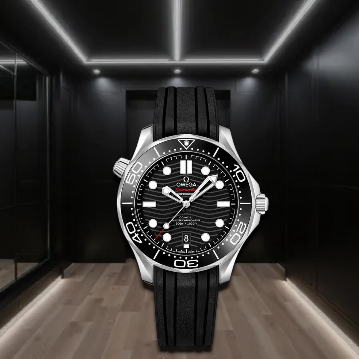 Omega Seamaster Diver 300M Co-Axial Master Chronometer Steel Rubber Black Dial 42mm
