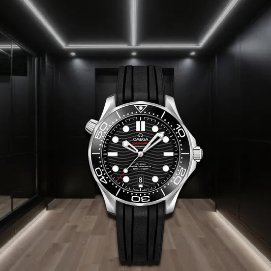 Omega Seamaster Diver 300M Co-Axial Master Chronometer Steel Rubber Black Dial 42mm