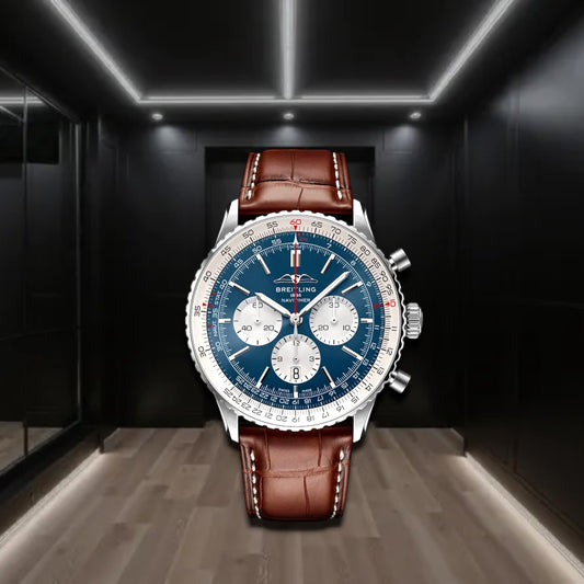 Breitling Navitimer B01 Chronograph Blue Dial Leather Strap 43mm