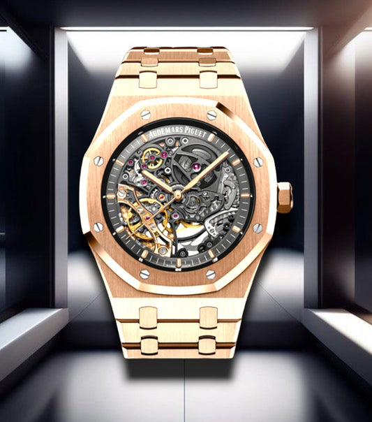 Audemars Piguet Royal Oak Double Balance Wheel Openworked Rose Gold Black Dial 41mm