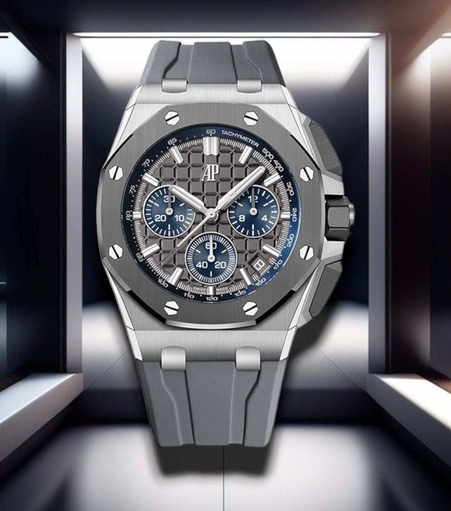 Audemars Piguet Royal Oak Offshore Chronograph Titanium Gray Blue Dial 43mm 