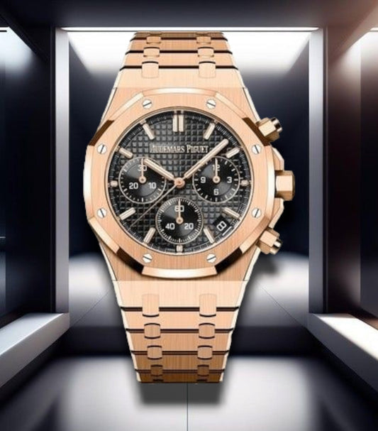 Audemars Piguet Royal Oak Chronograph Rose Gold Black Dial 41mm