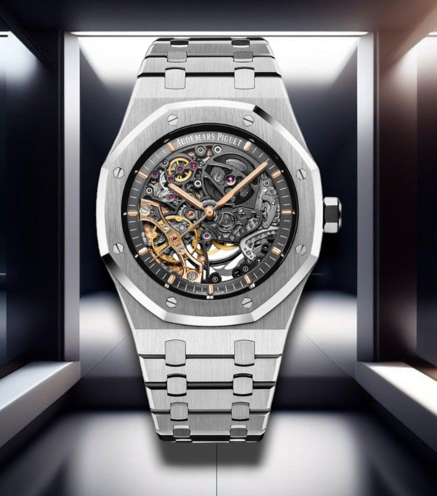 Audemars Piguet Royal Oak Double Balance Wheel Openworked Steel Black Dial 41mm