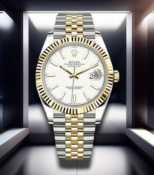 Datejust 41 Two Tone White Stick Dial Jubilee