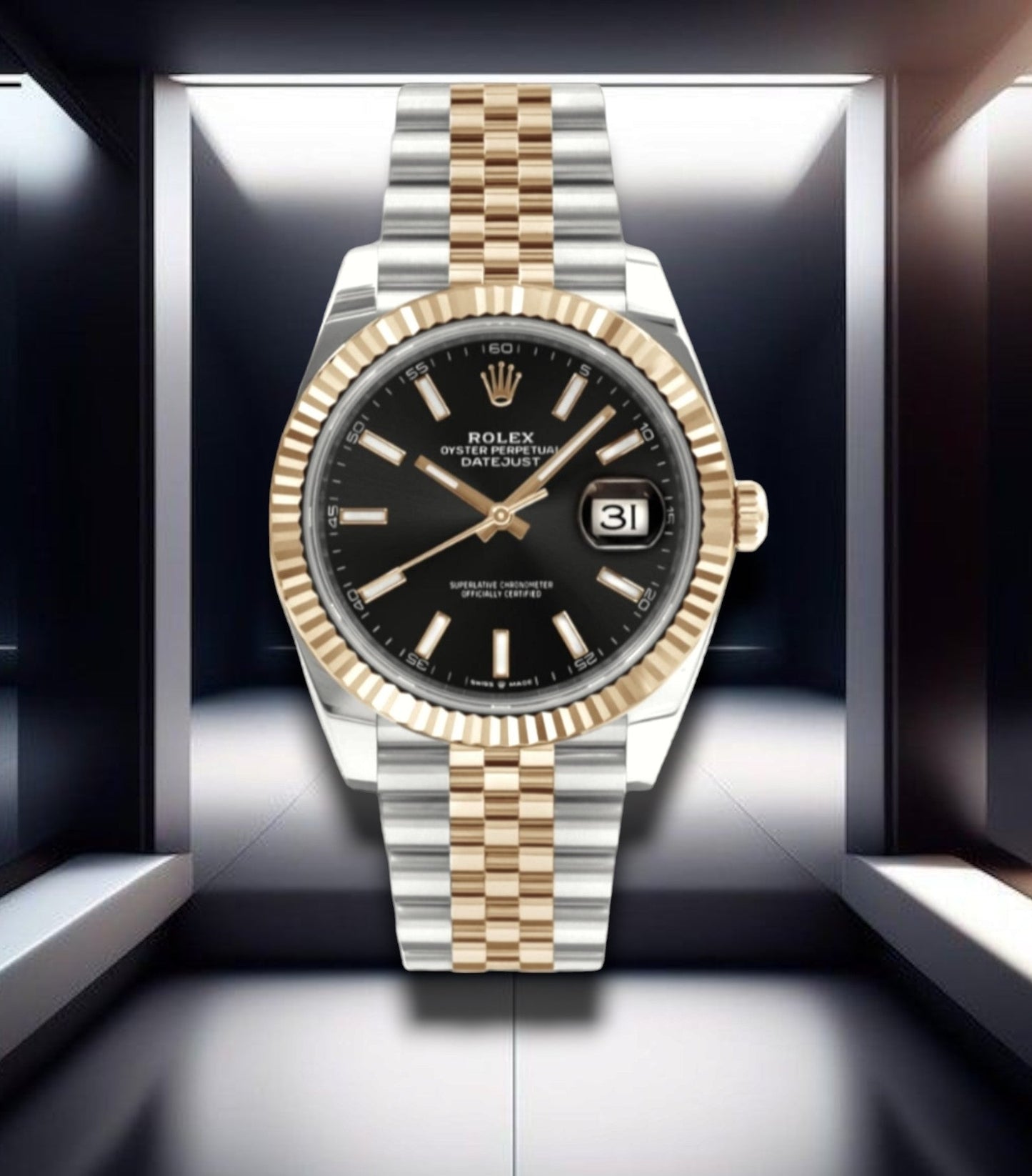 Datejust 41 Two Tone Black Stick Dial Jubilee